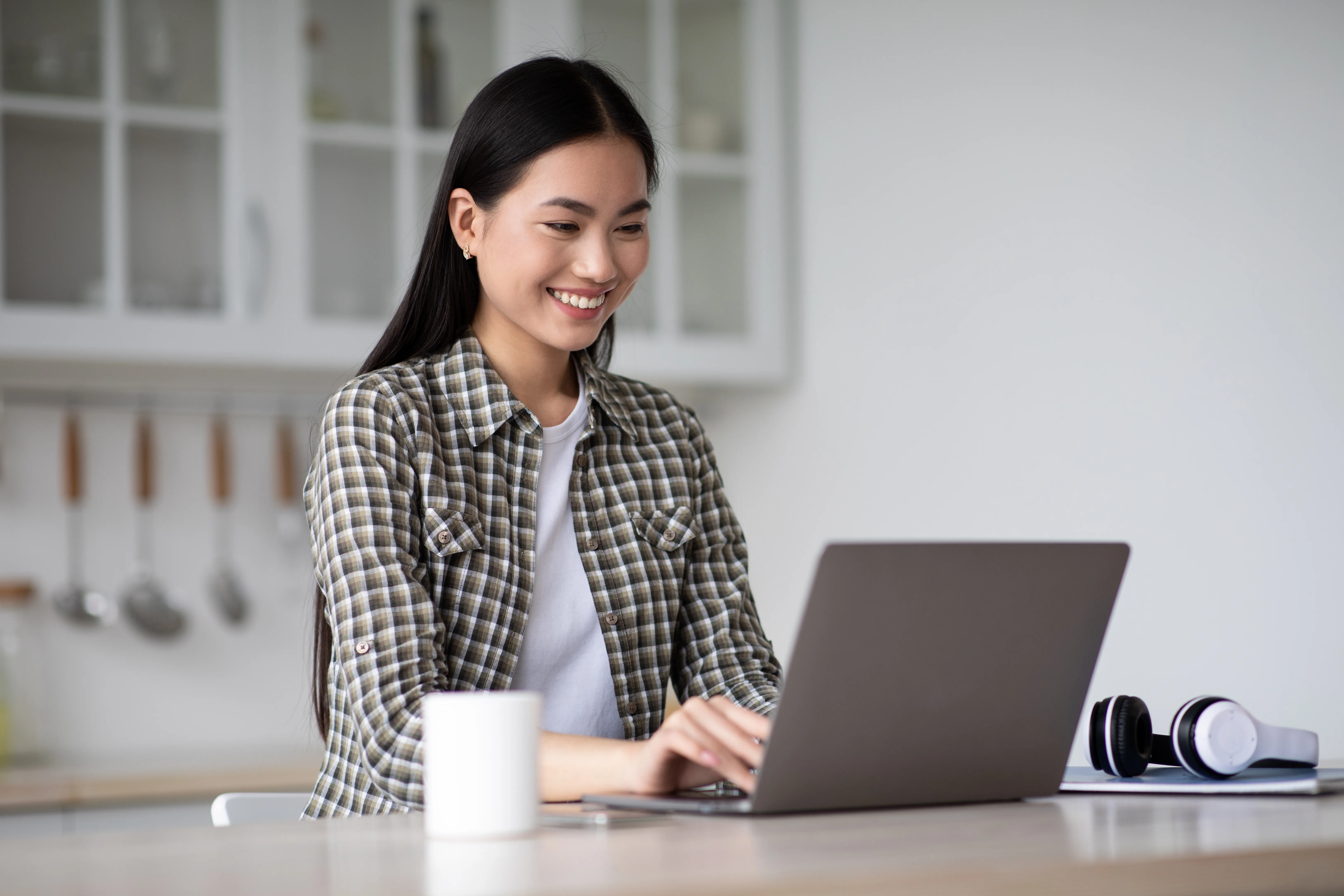 Young woman getting free email address