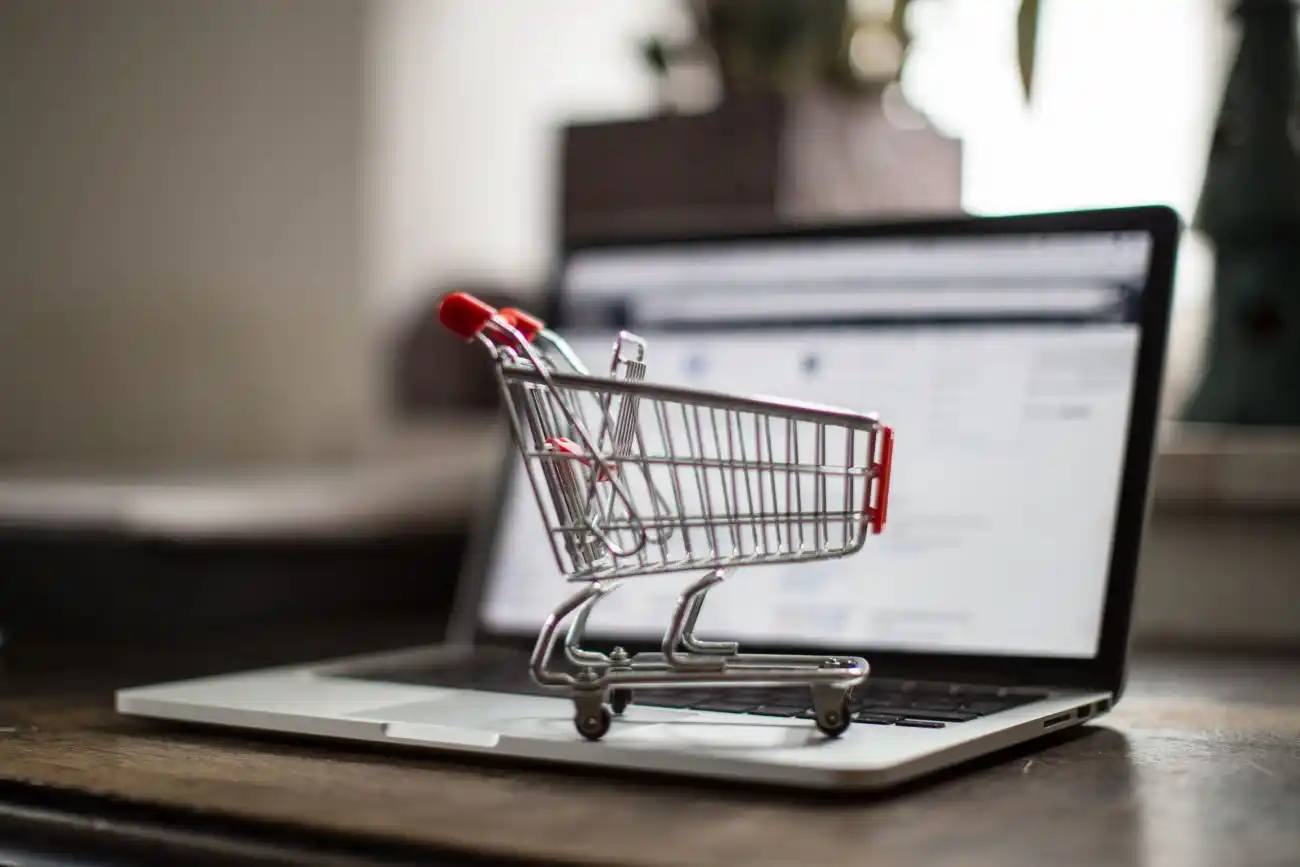 Shopping Cart on Laptop Online