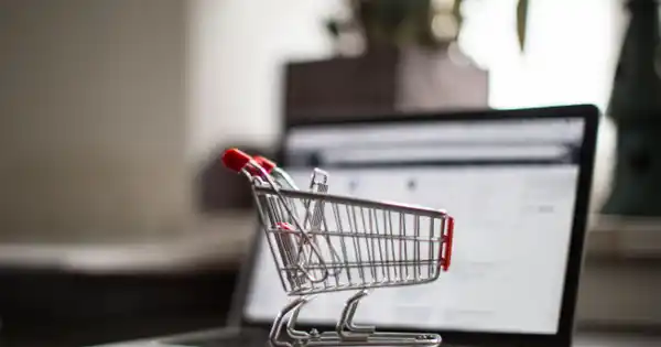 Shopping Cart on Laptop Online