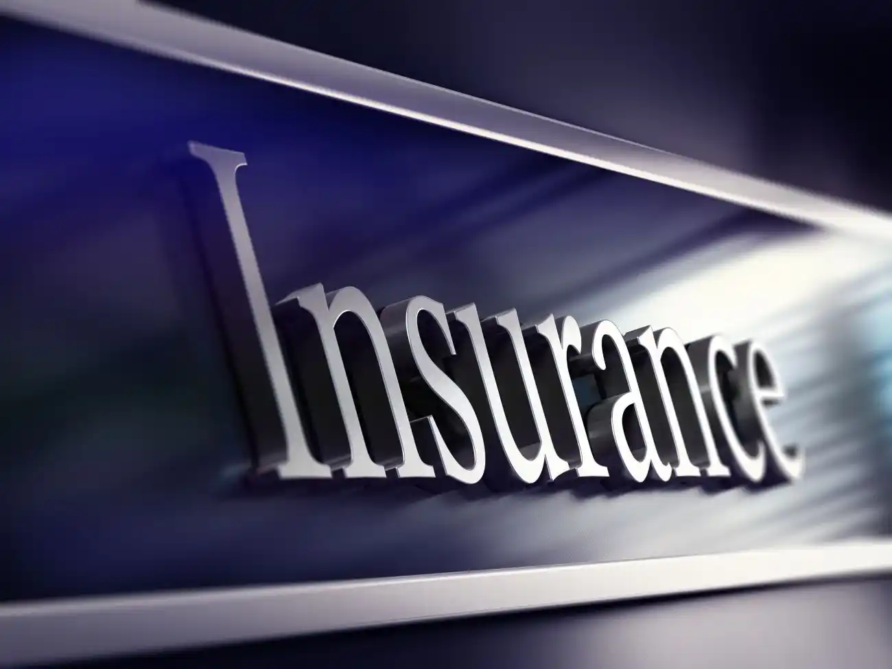 Insurance Text in Blue and Chrome