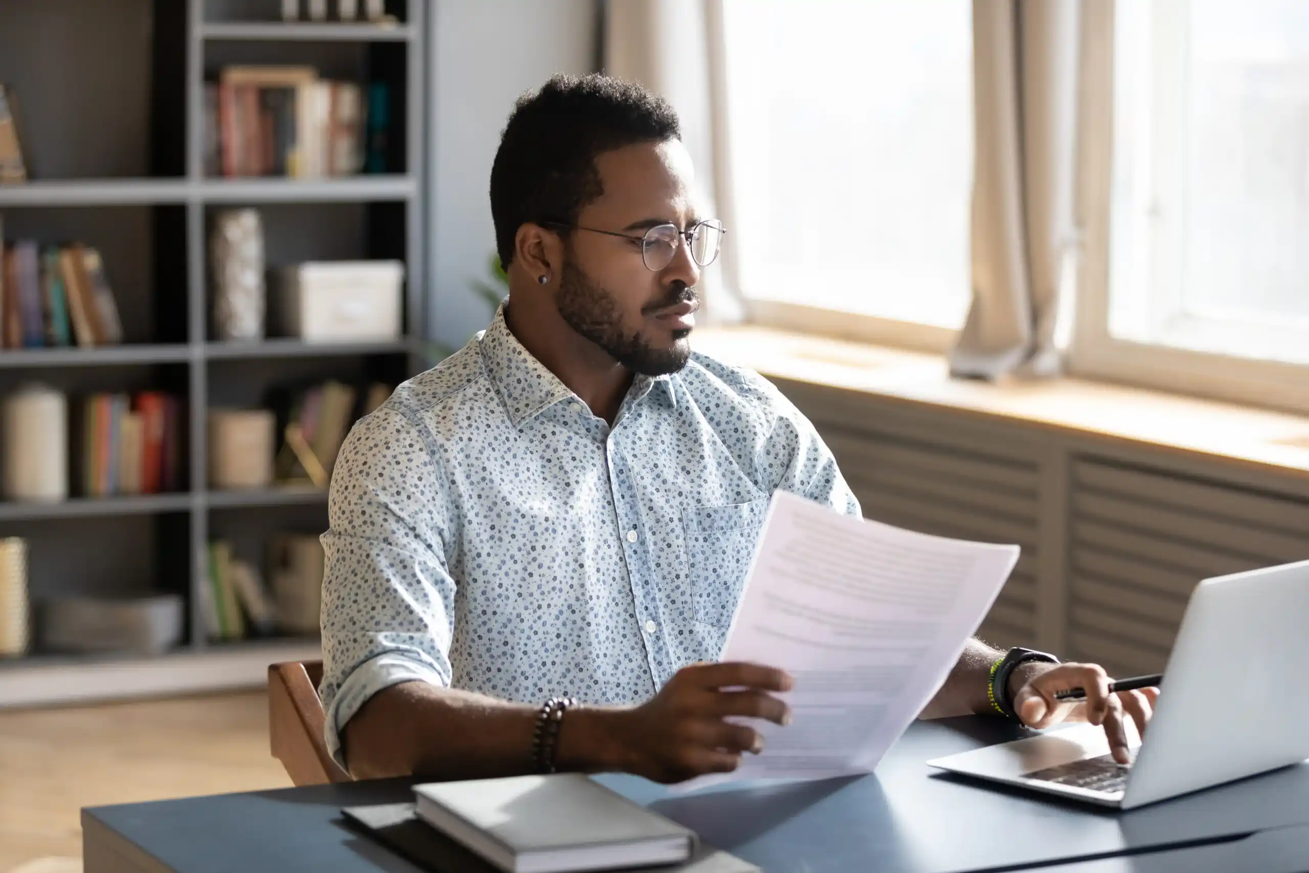 Man reviewing his resume