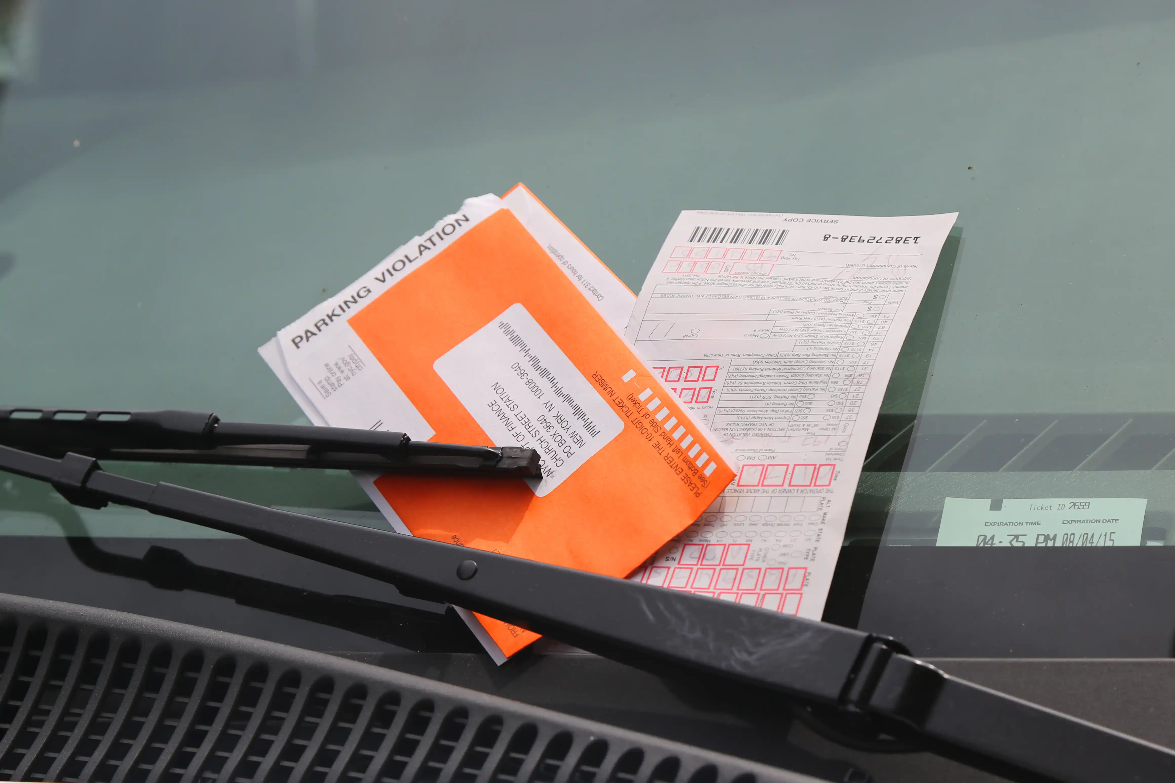 Parking Ticket on Car Windshield