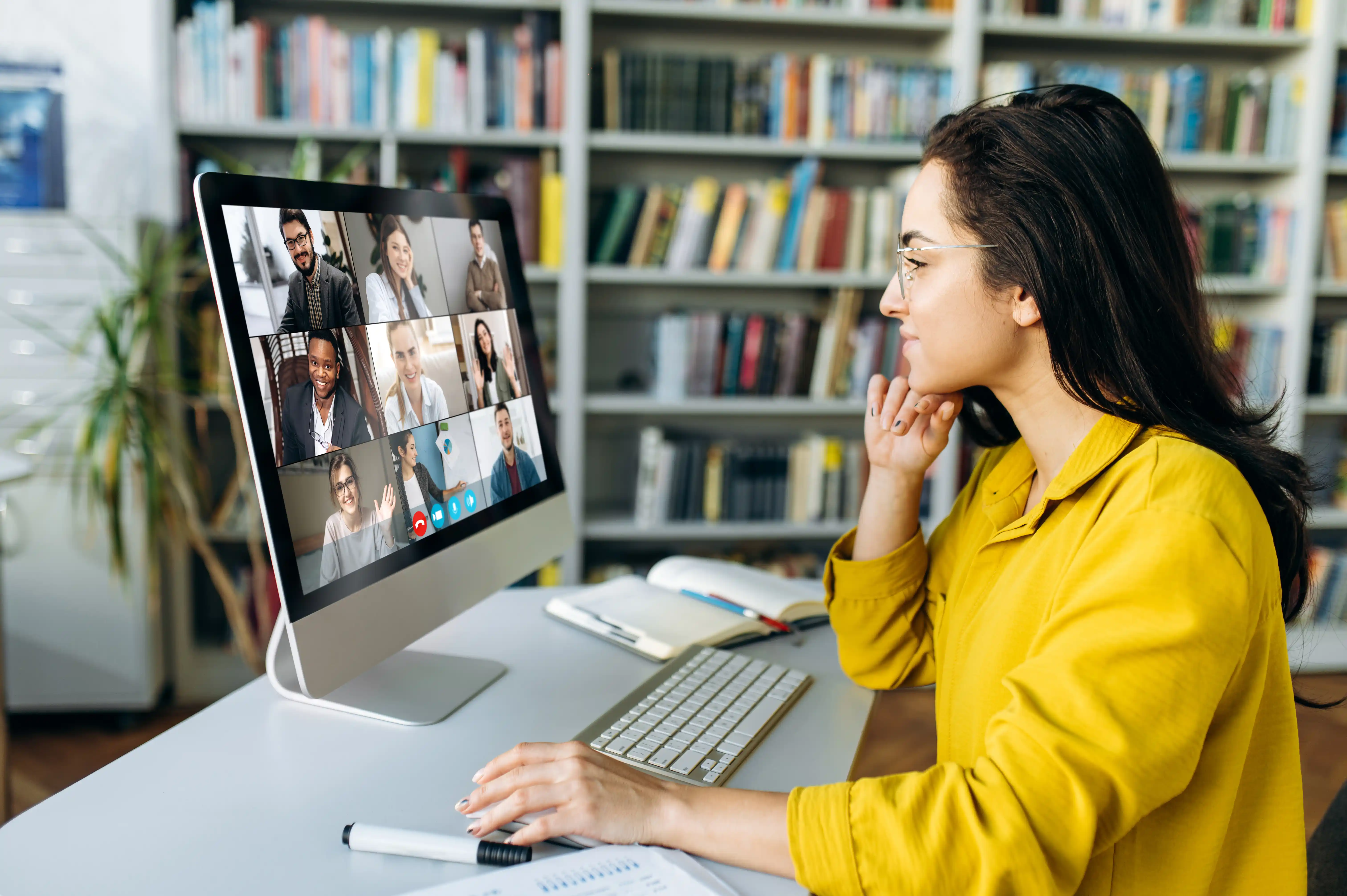 woman in an online focus group