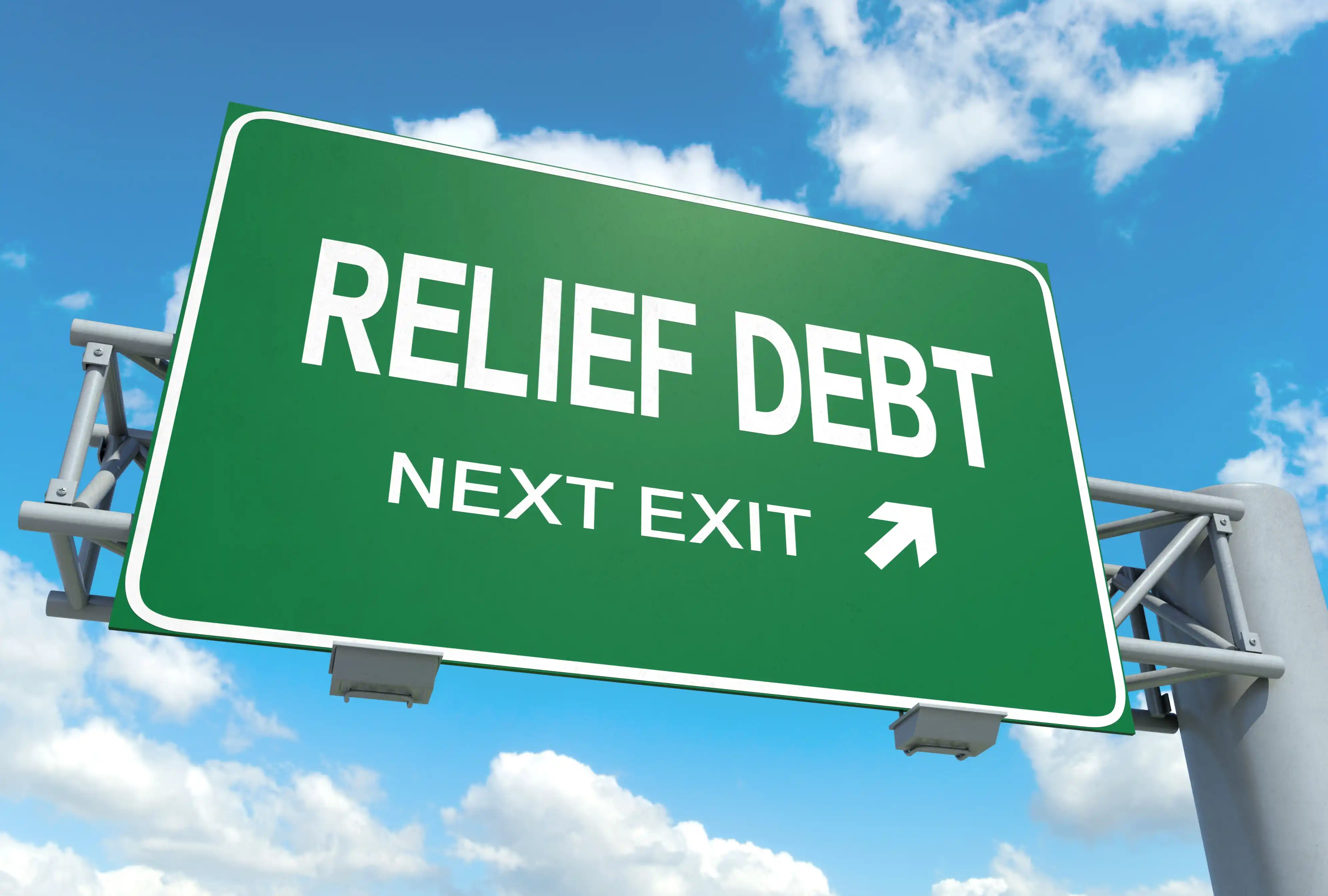 Debt Relief Next Exit Highway Sign
