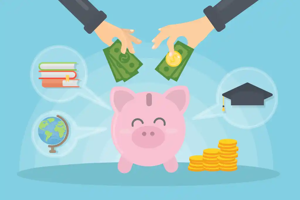 Students Saving Money in Piggy Bank