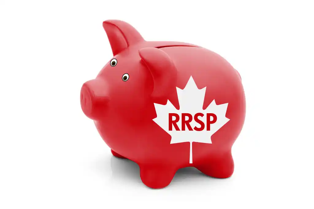Red Canadian Piggy Bank with RRSP Written on it