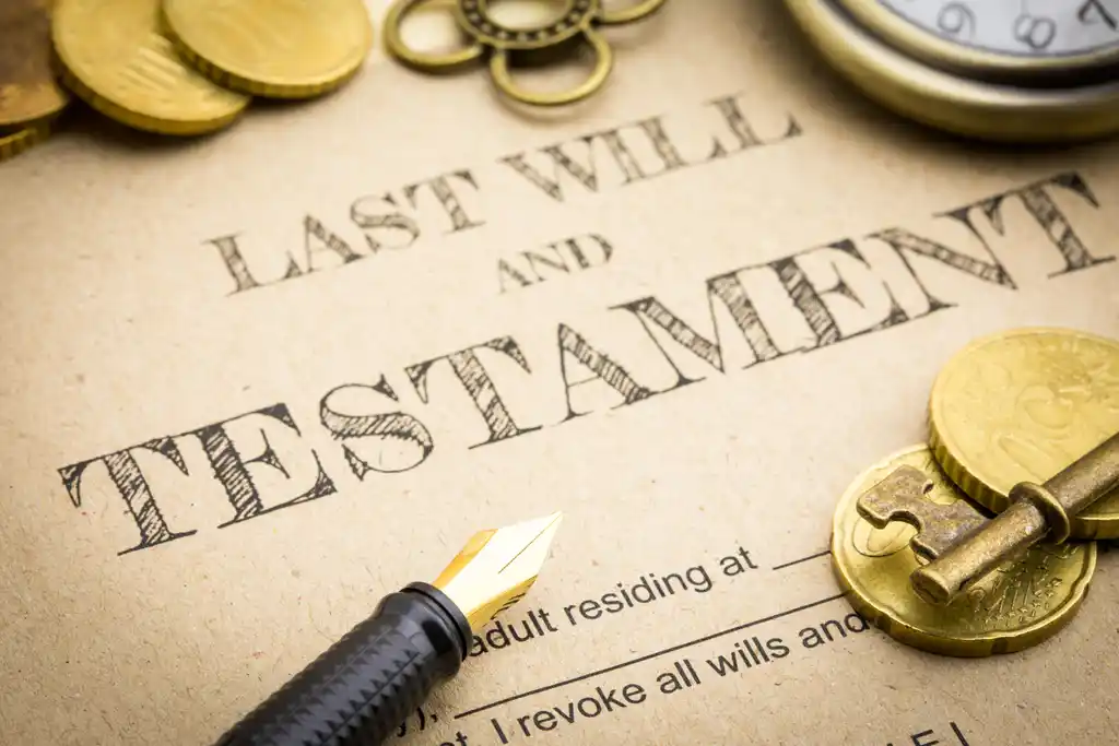 Gold Coins Covering Last Will and Testament