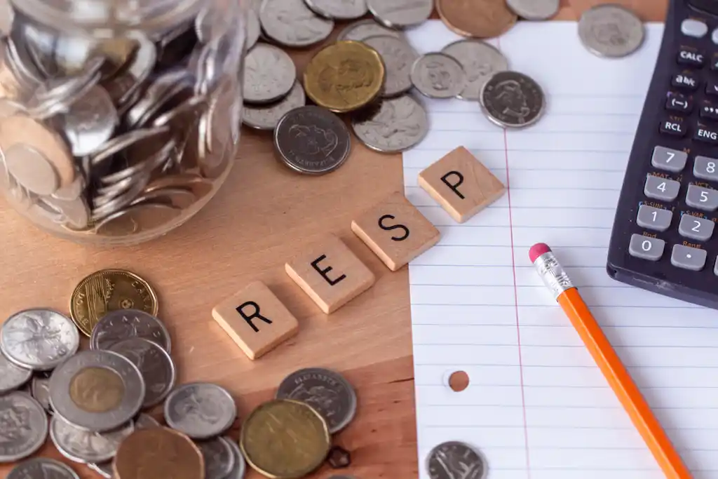 Coins, Calculator and RESP Wood Tiles