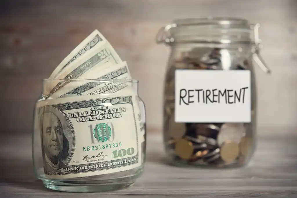 Jars of Money for Retirement Fund