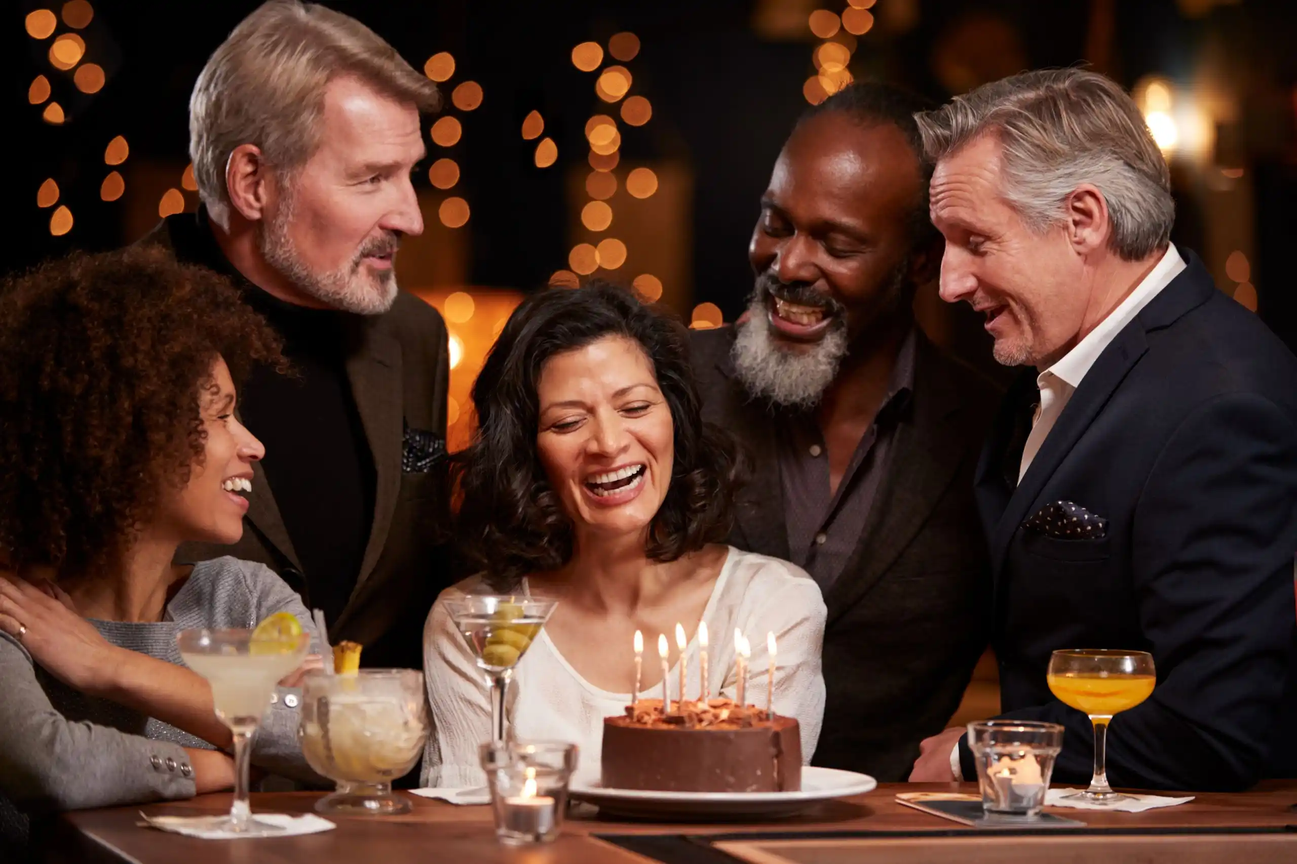 Woman Celebrating 40th Birthday with Friends