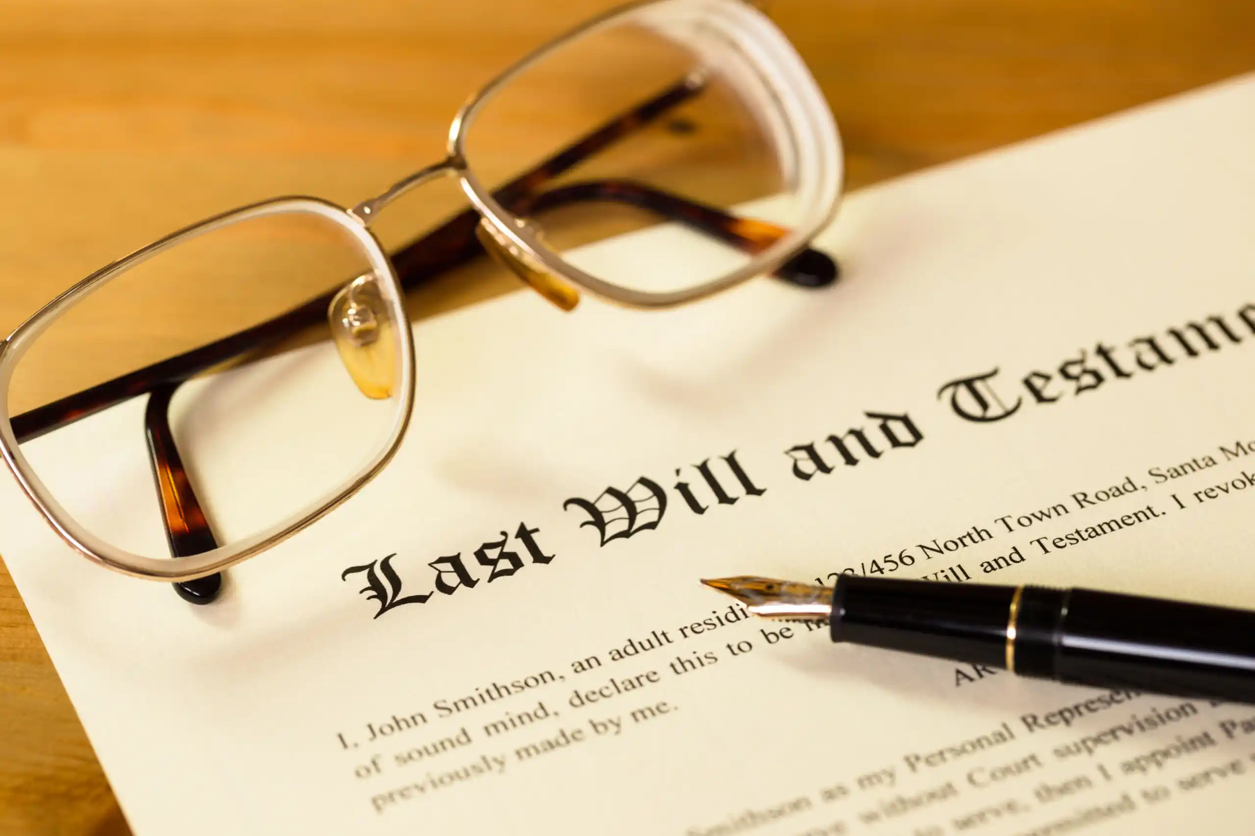 Last Will and Testament Document on Table