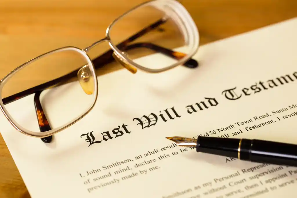 Last Will and Testament Document on Table