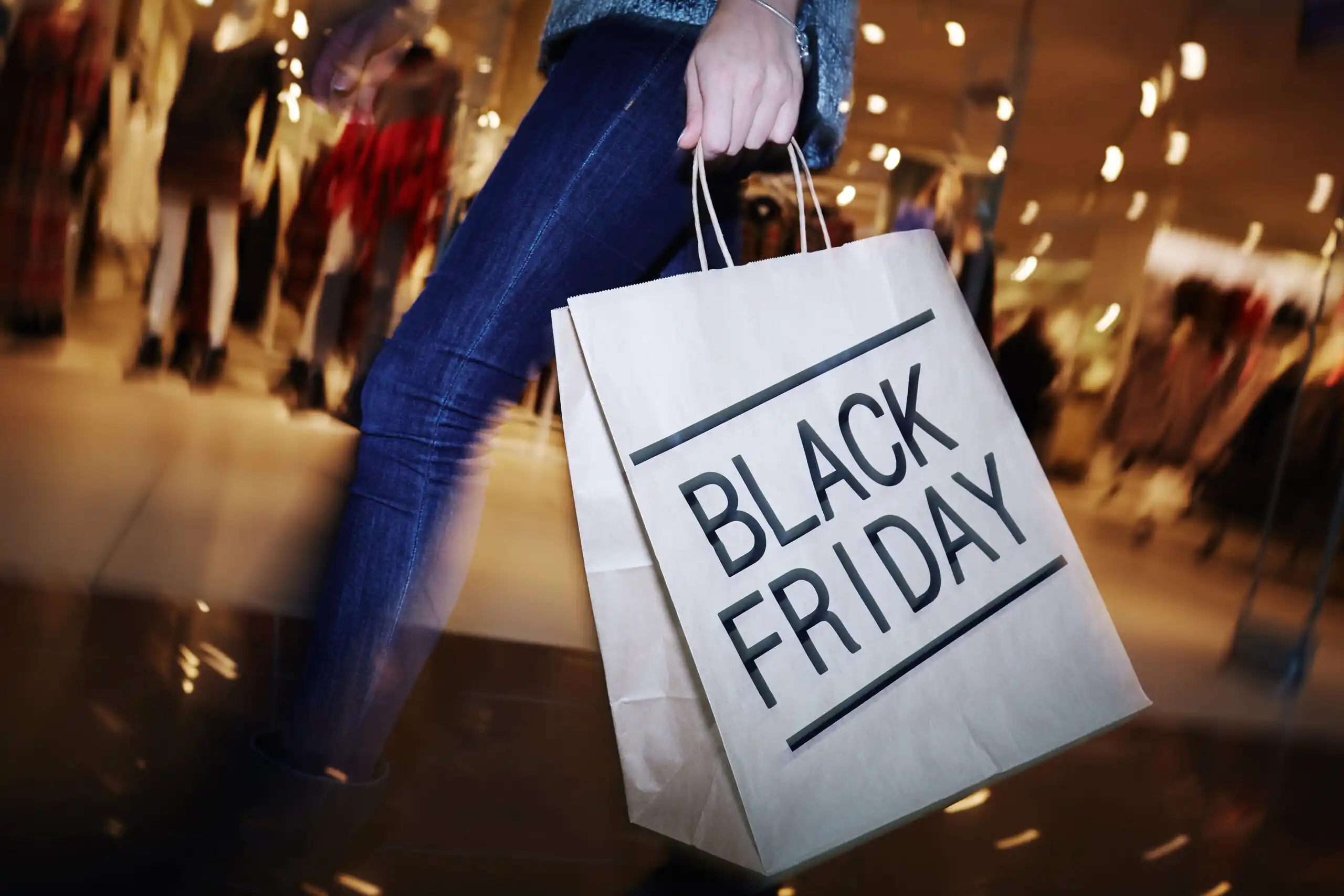 Shopping Mall with Black Friday Bag