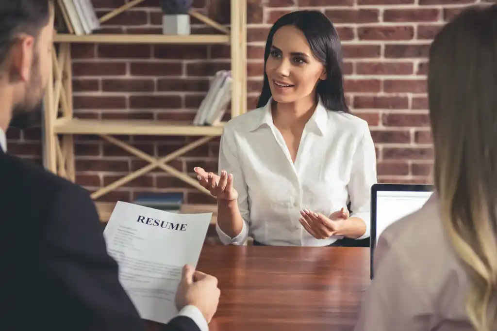 Woman Talking in Job Interview