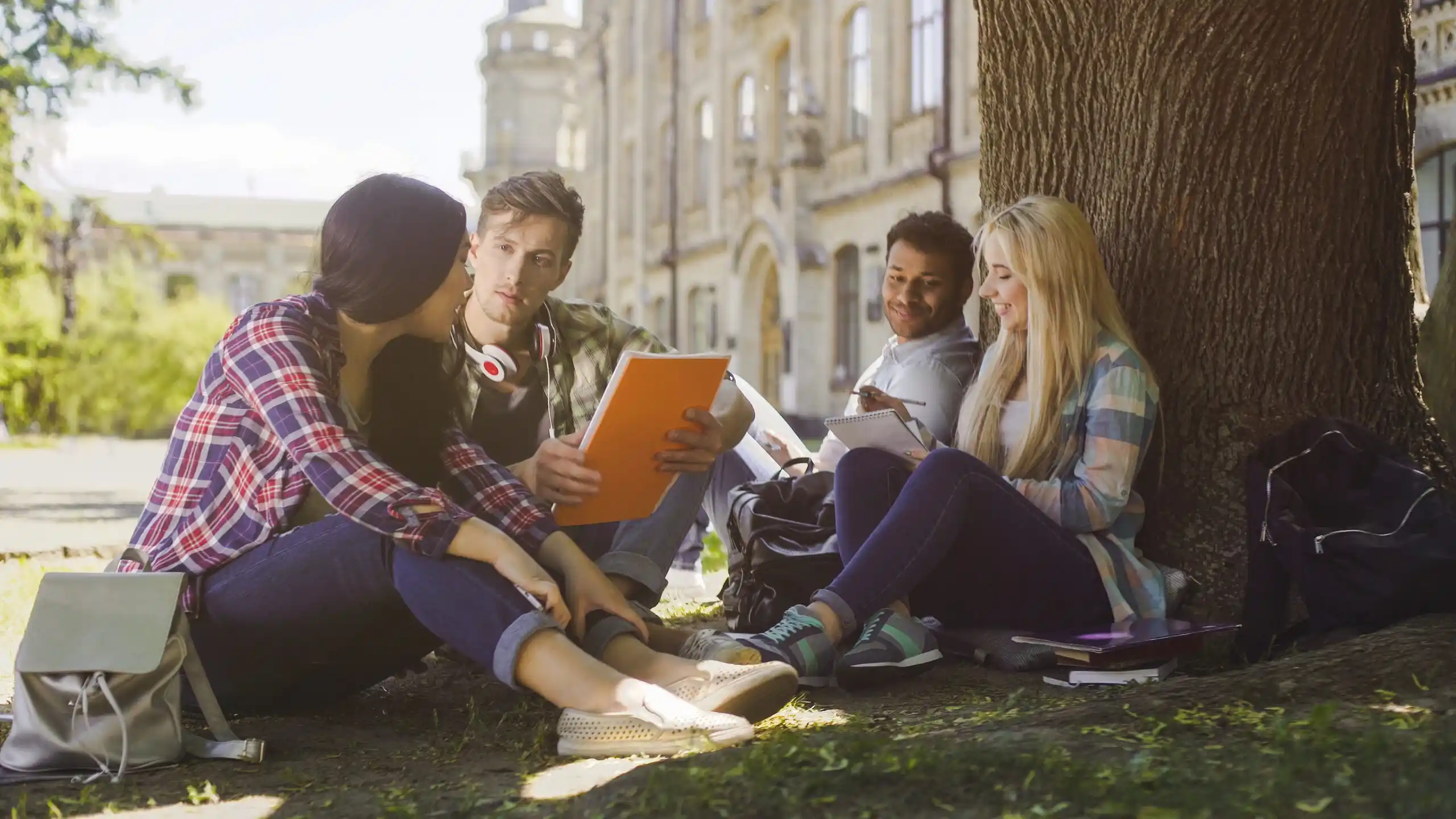 college students on campus