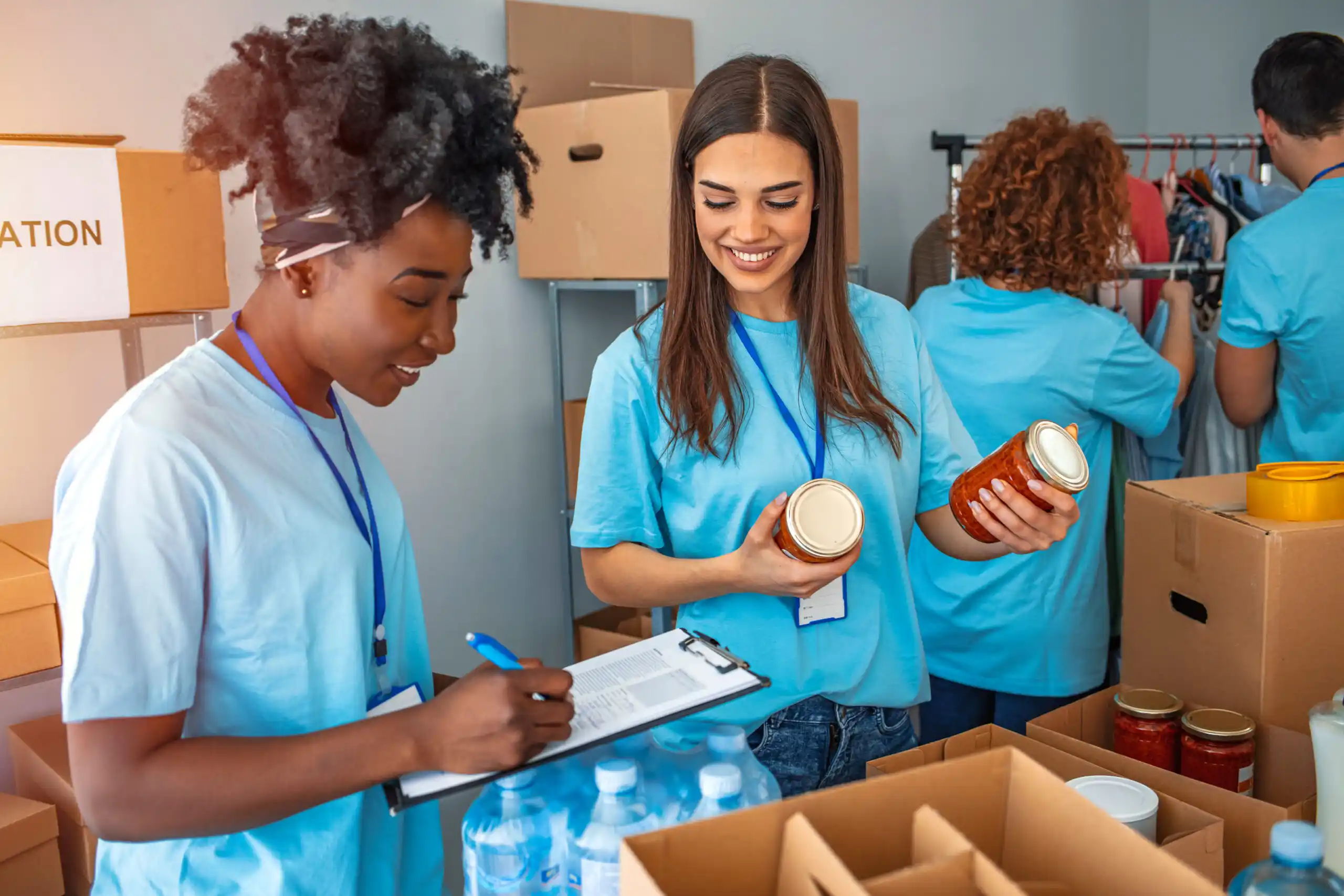 Young women volunteering