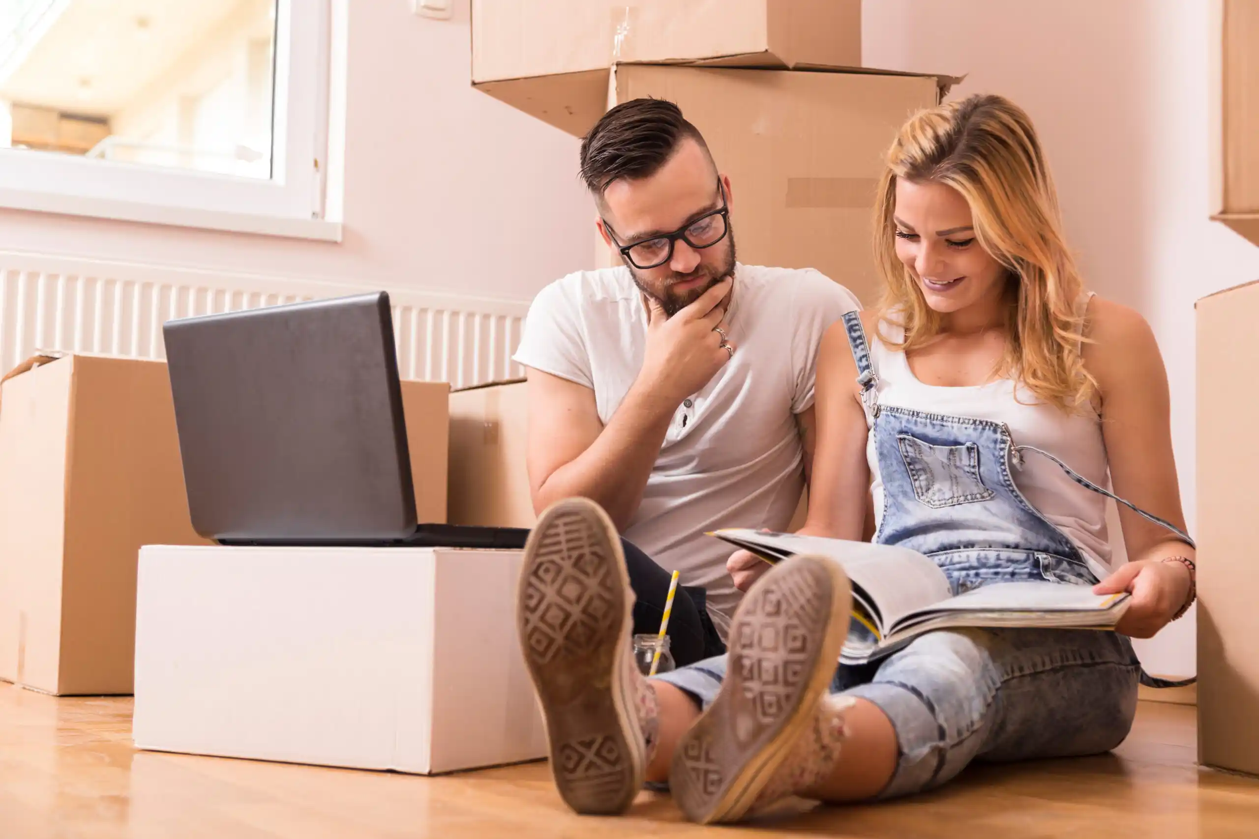 Young couple shopping for renovation deals