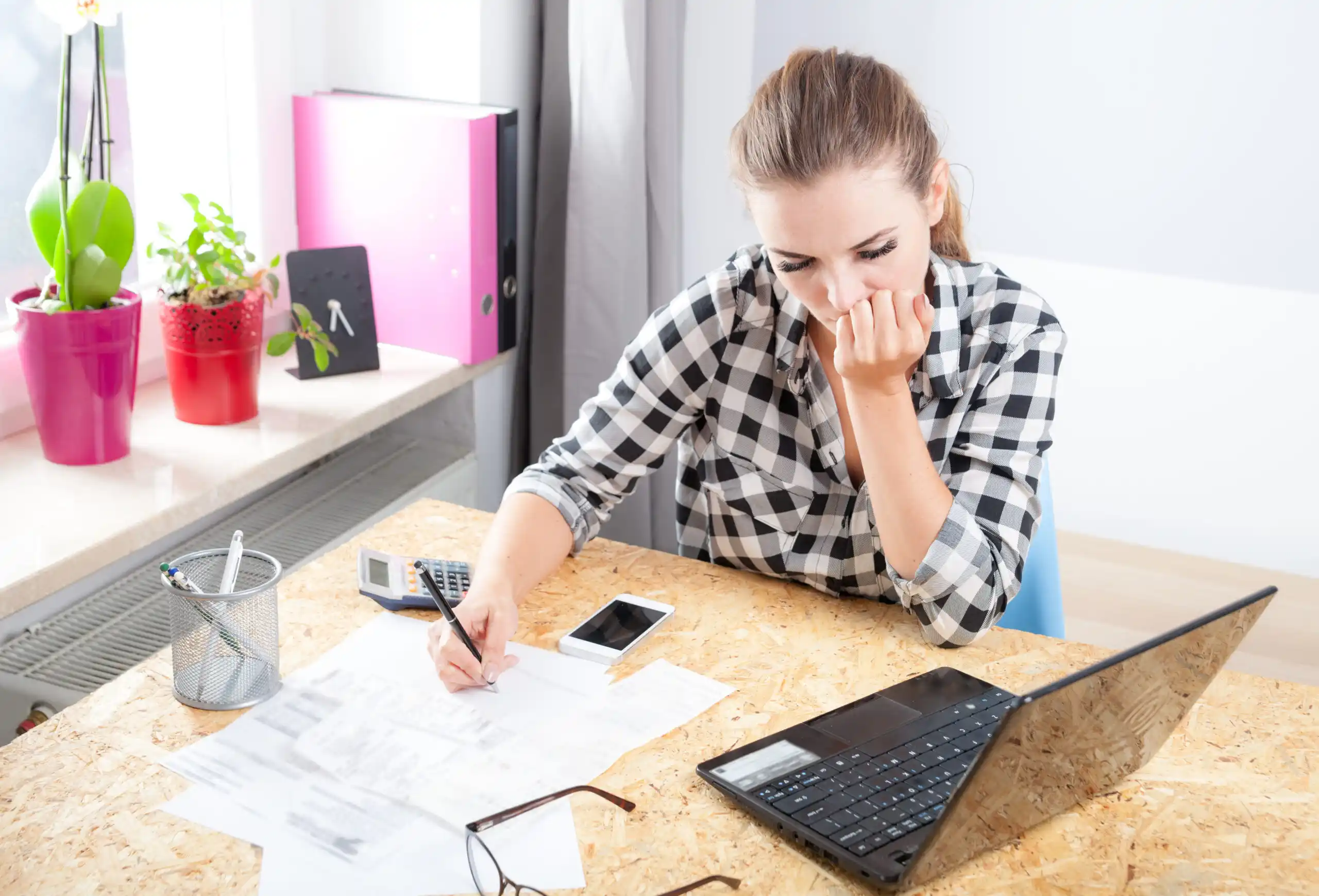 Woman making a budget