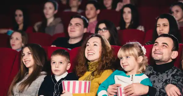 family at movie theater