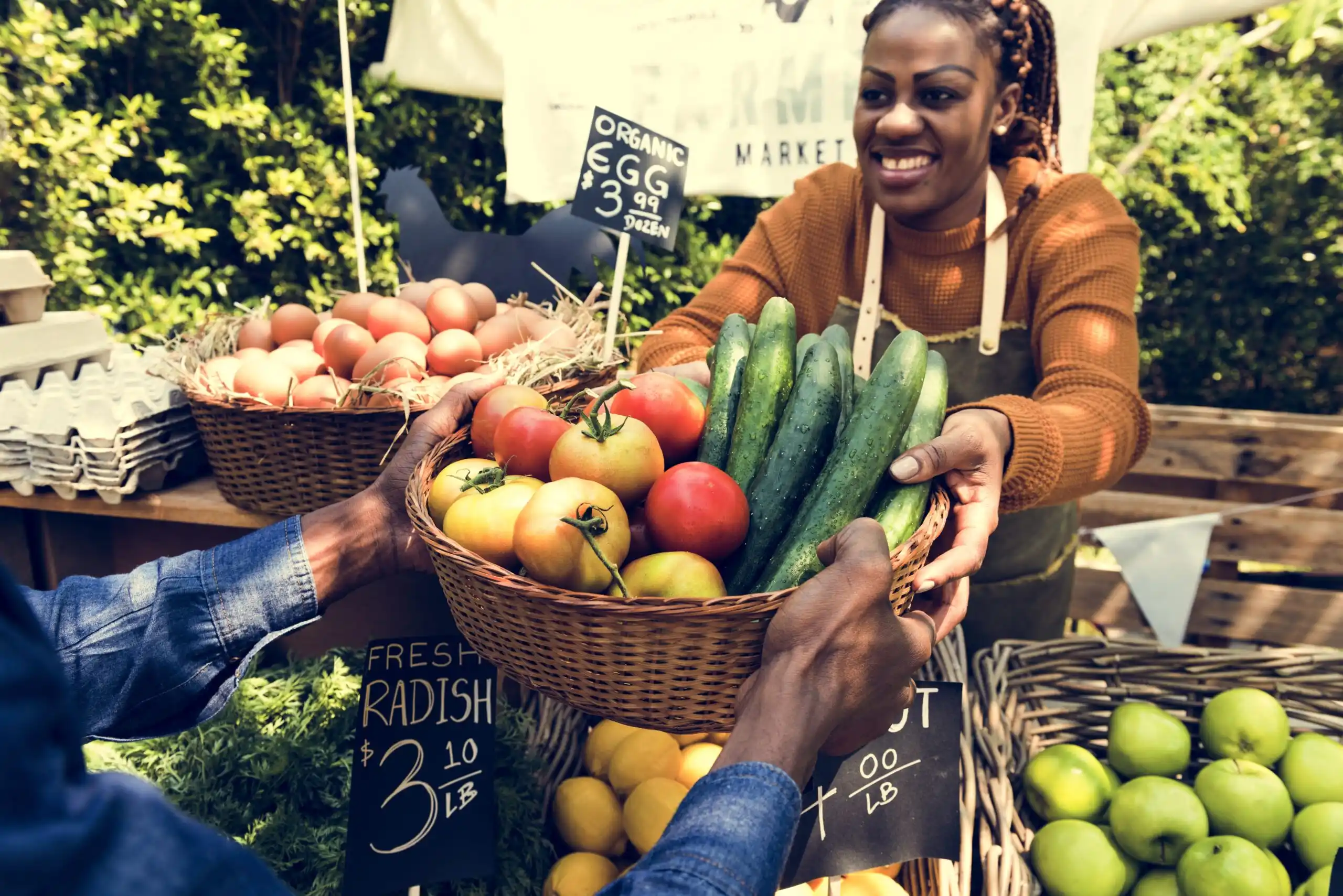 Farmers' Market seller vegetables