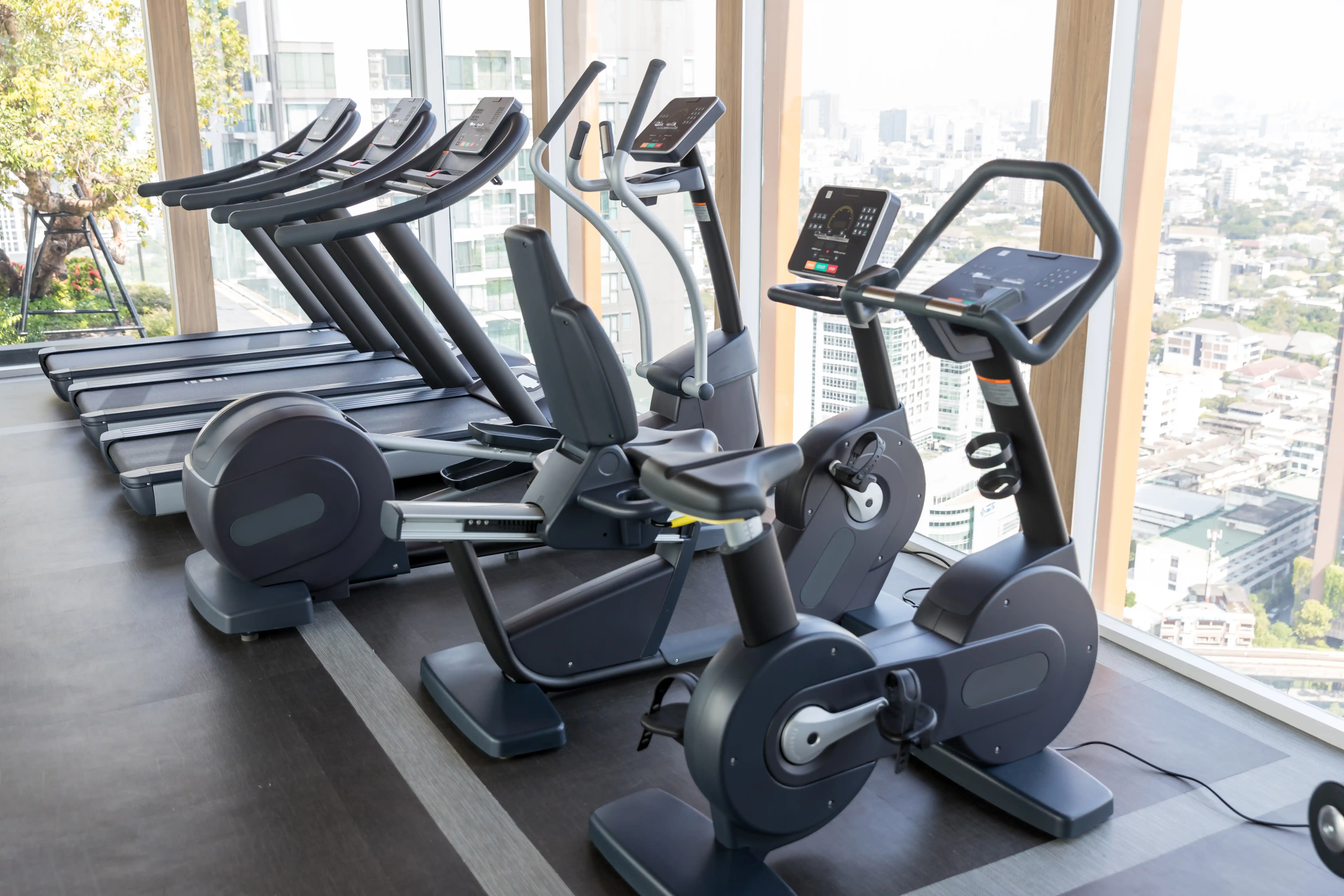 Exercise equipment in a gym