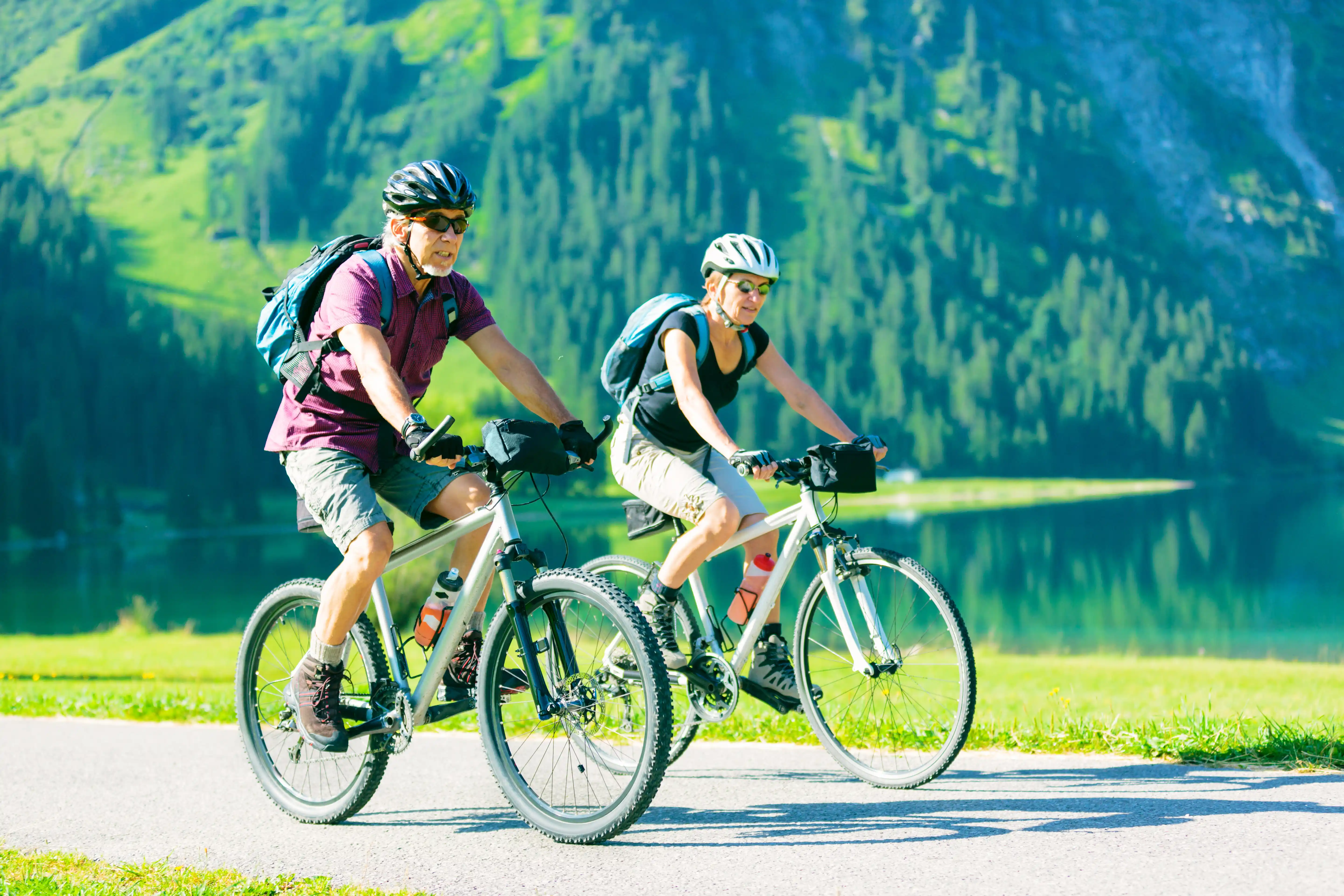 man and woman working out with a bike ride