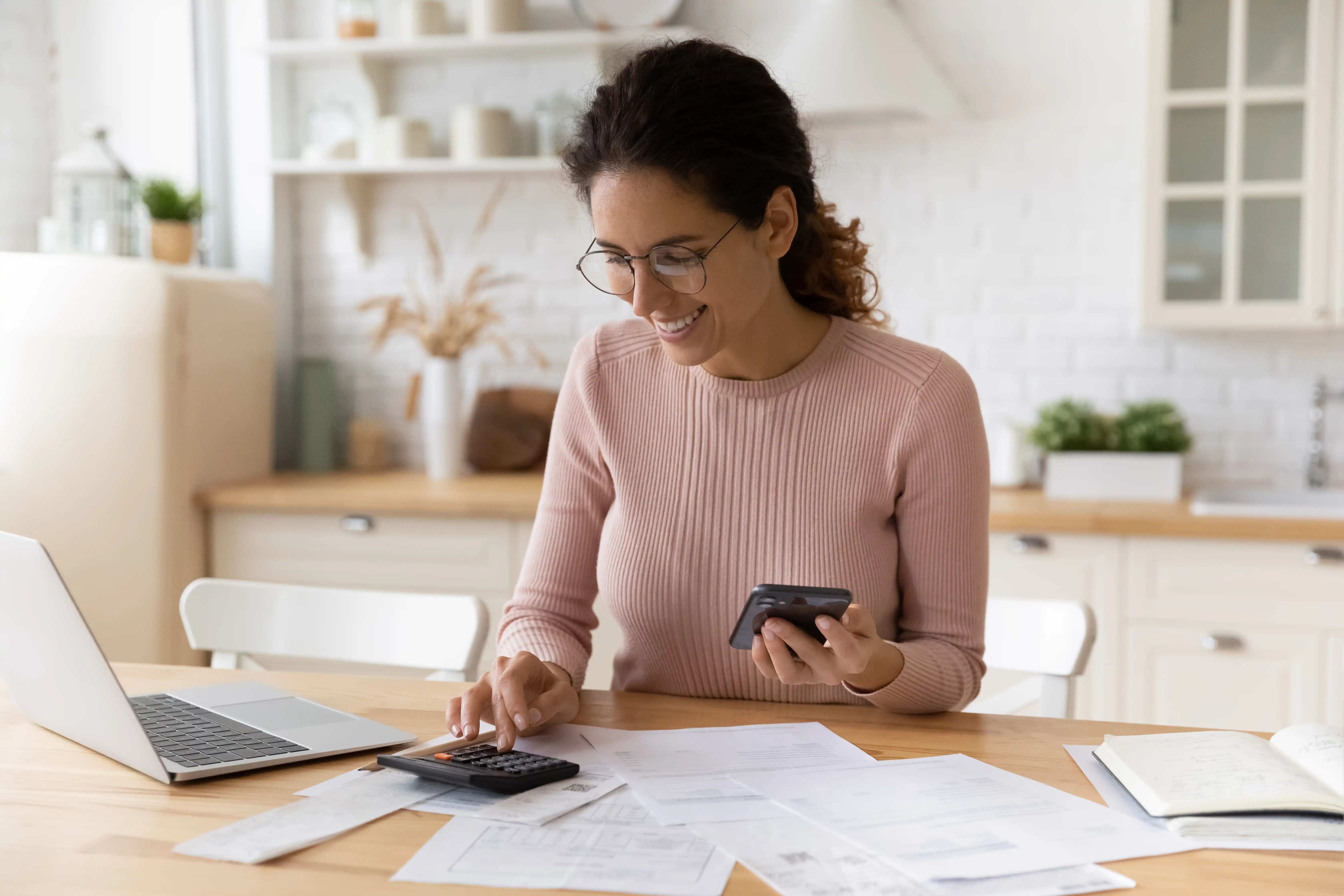 Woman working on her finances