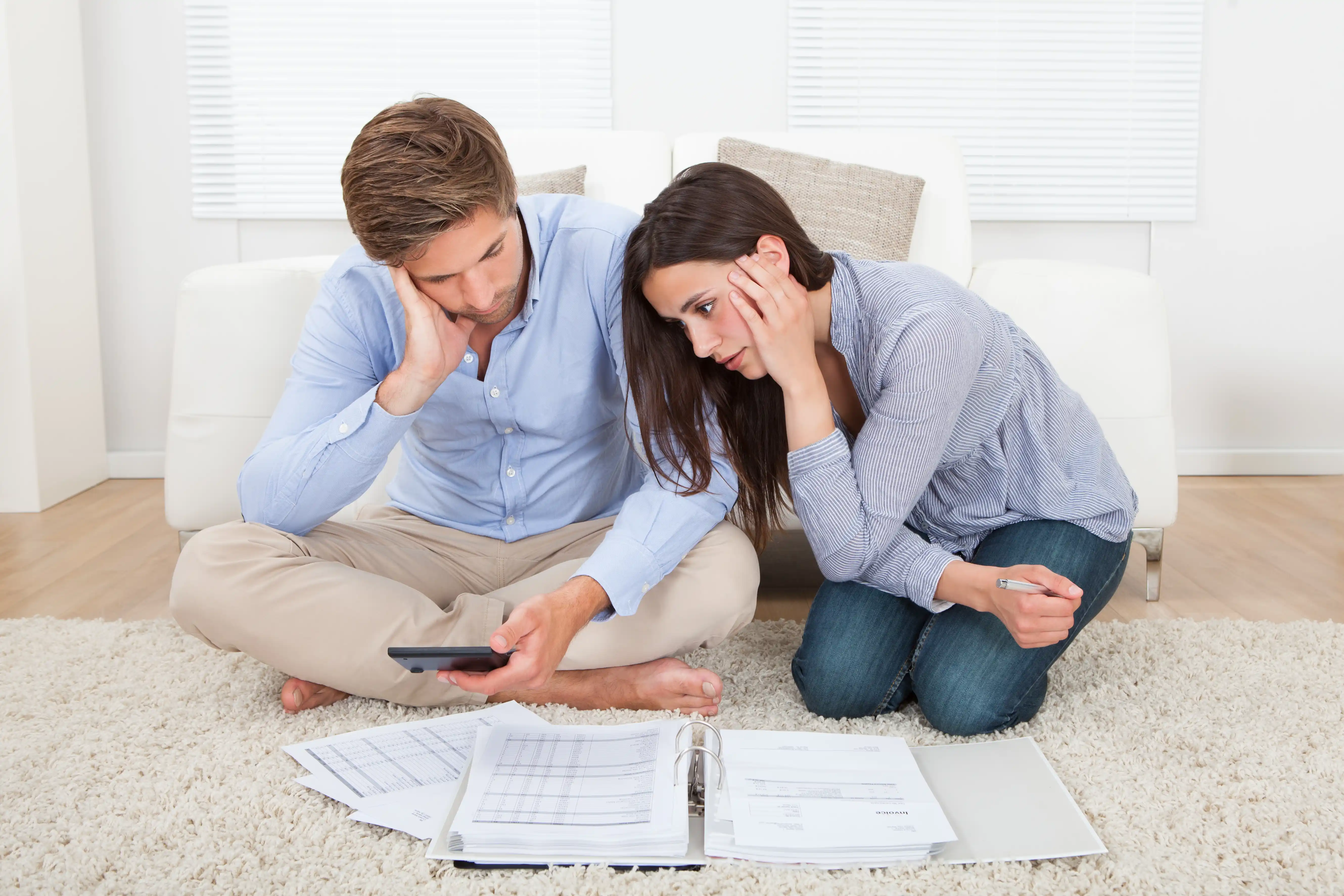 Young couple worried about finances