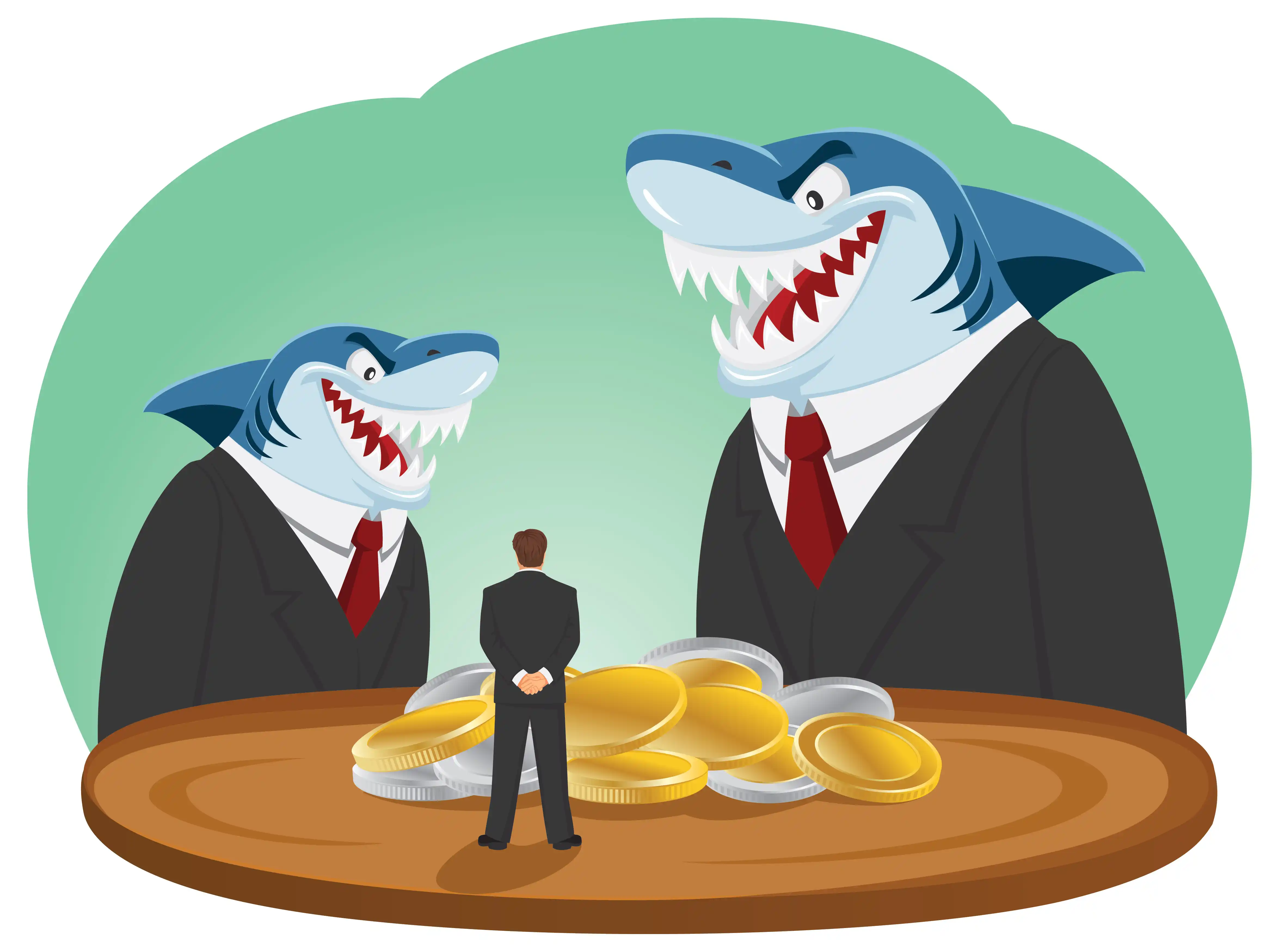 Vector illustration of loan shark predatory lenders